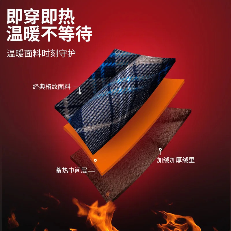 Autumn and winter double-sided velvet piled thickened mens shirt plaid warm long-sleeved shirt mens cold-proof dad outfit 241223