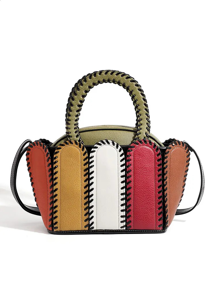 Fashion Womens Bag Women Handbags Multicolor Hand Wove Shoulder Bag High-end Leather Large Capacity Crossbody Send A Wallet 241227