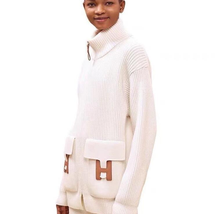 New desinger Women's high collar luxurys sweaters knitted zipper joker jumpers long sleeves TOP jacket sweaters for female