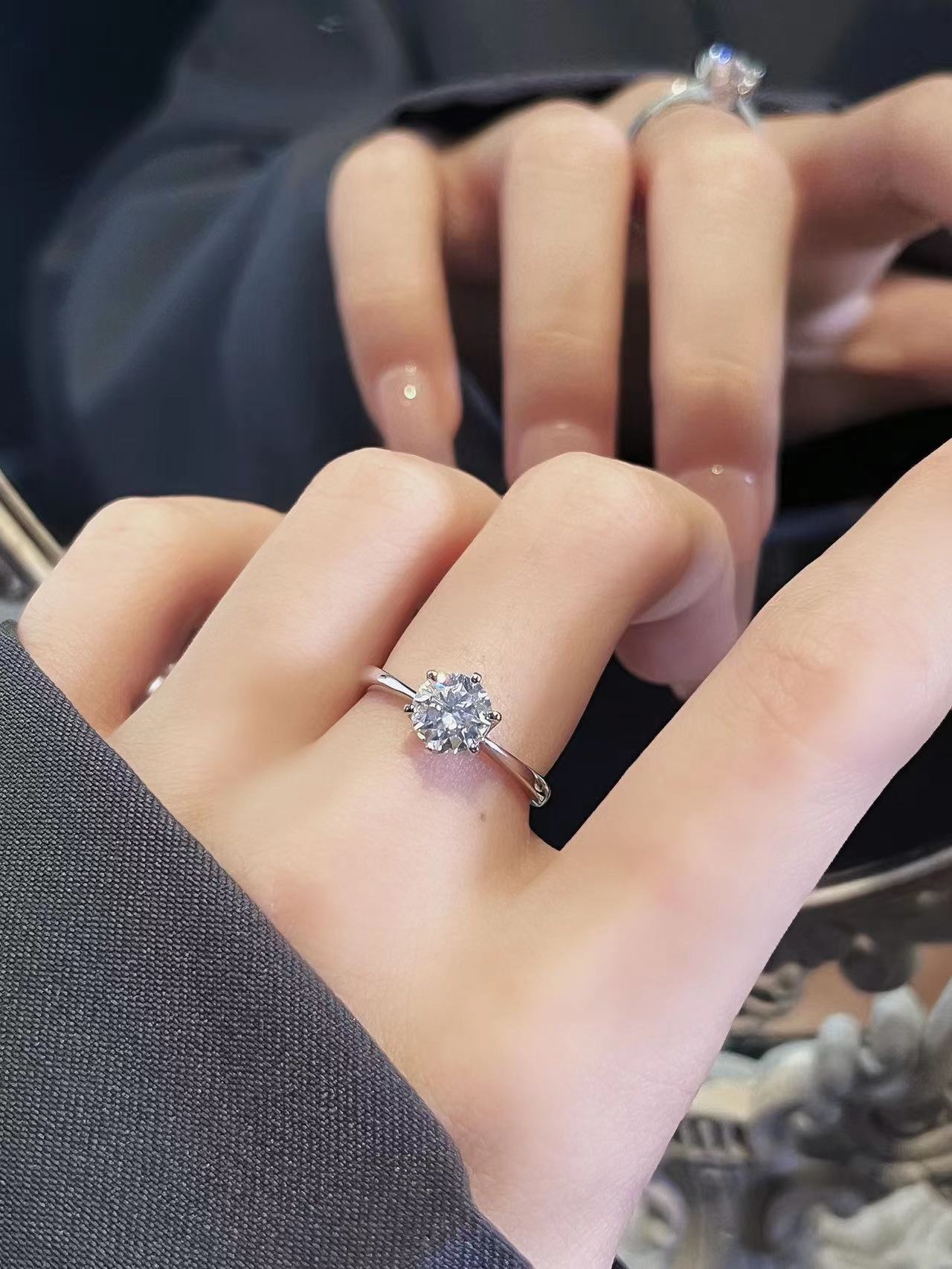S925 pure silver moissanite diamond ring, couple ring, couple proposal, wedding ring, girlfriend gift