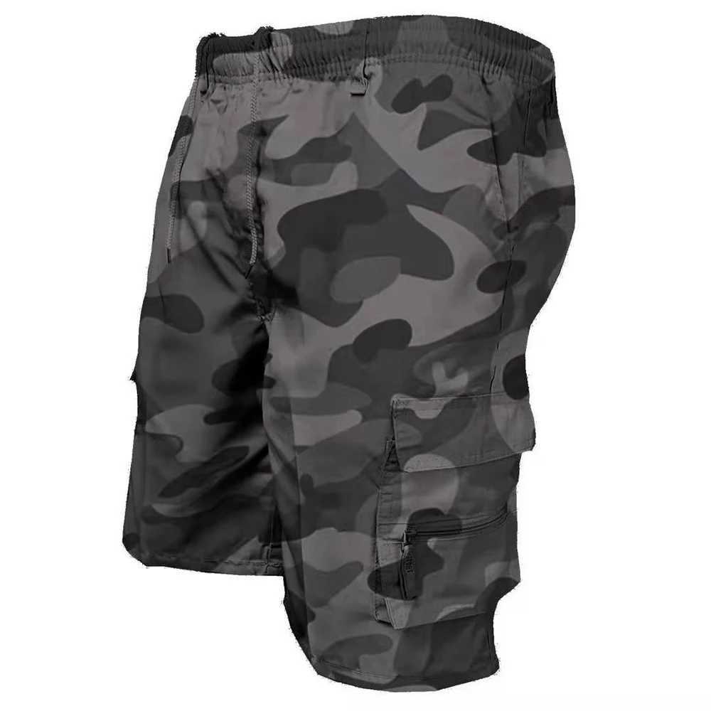 Mens Shorts Loose Casual Shorts Summer Street Drawstring Tactical Shorts Multi-pocket Outdoor Sport Camouflage Cargo Shorts W250621