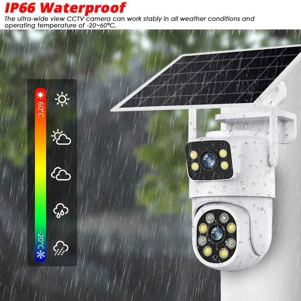 8MP IP Solar Power WiFi Camera PTZ Outdoor IP66 Waterproof 10000mAh Built-in Battery Surveillance Cam PIR Human Detection TuyaXJ241228