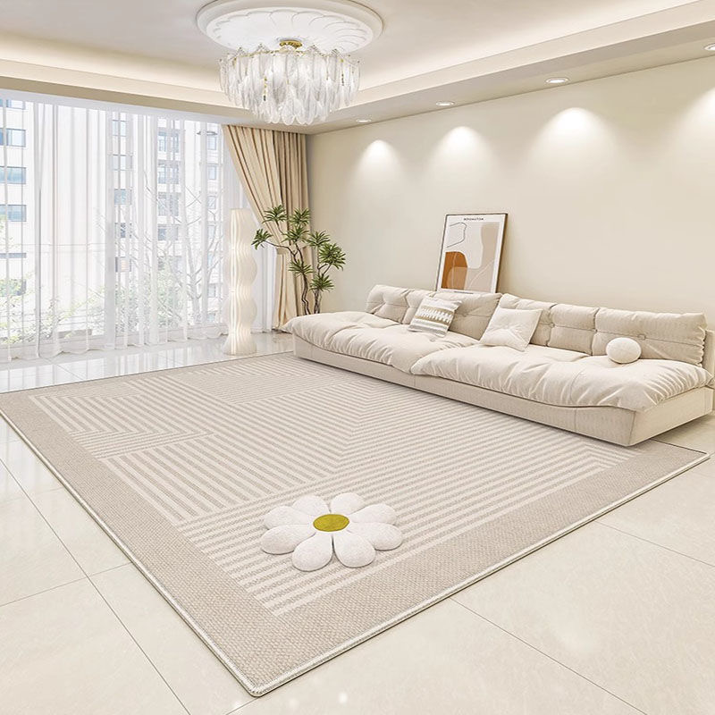 4901-53.88-BB-Beige Minimalist Striped Carpet Large Area Living Room Carpets Comfortable Soft