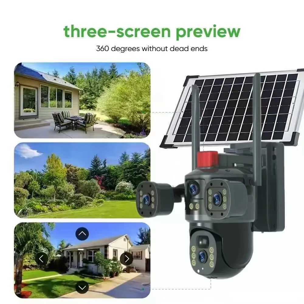 Saikiot V380Pro 4 Lens 3 Sn WIFI Wireless Solar Powered Camera 12MP Solar PTZ Camera Outdoor V380Pro CCTV Camera Solar 4GXJ241228