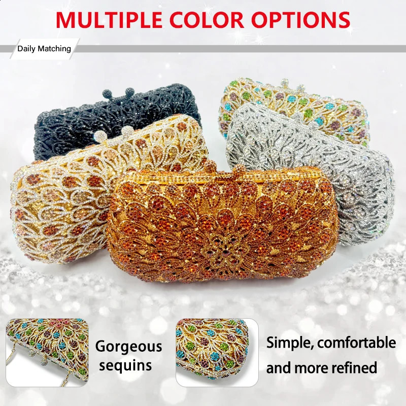 Latest Wedding Womens Handbag Diamond Dinner Bag Rhinestone Hand Crystal Hollow Bag Party Christmas Gift Evening Bag 241227