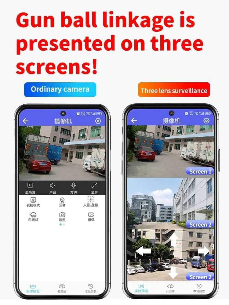 6K 12MP WiFi Camera Outdoor 10X Zoom Security CCTV Triple Lens Triple Sn Ai Track Mini Video Surveillance Camera IPC360 HomeXJ241228