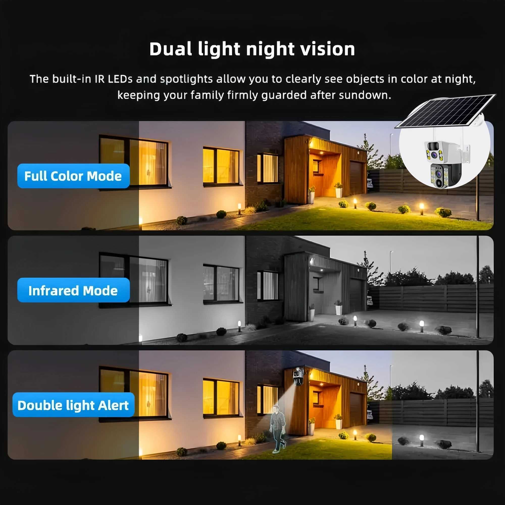 4K Solar Camera 4G SIM Card Dual Lens 8MP HD Night Vision IP CCTV Surveillance PTZ PIR Human Detection Al Waterproof CameraXJ241228