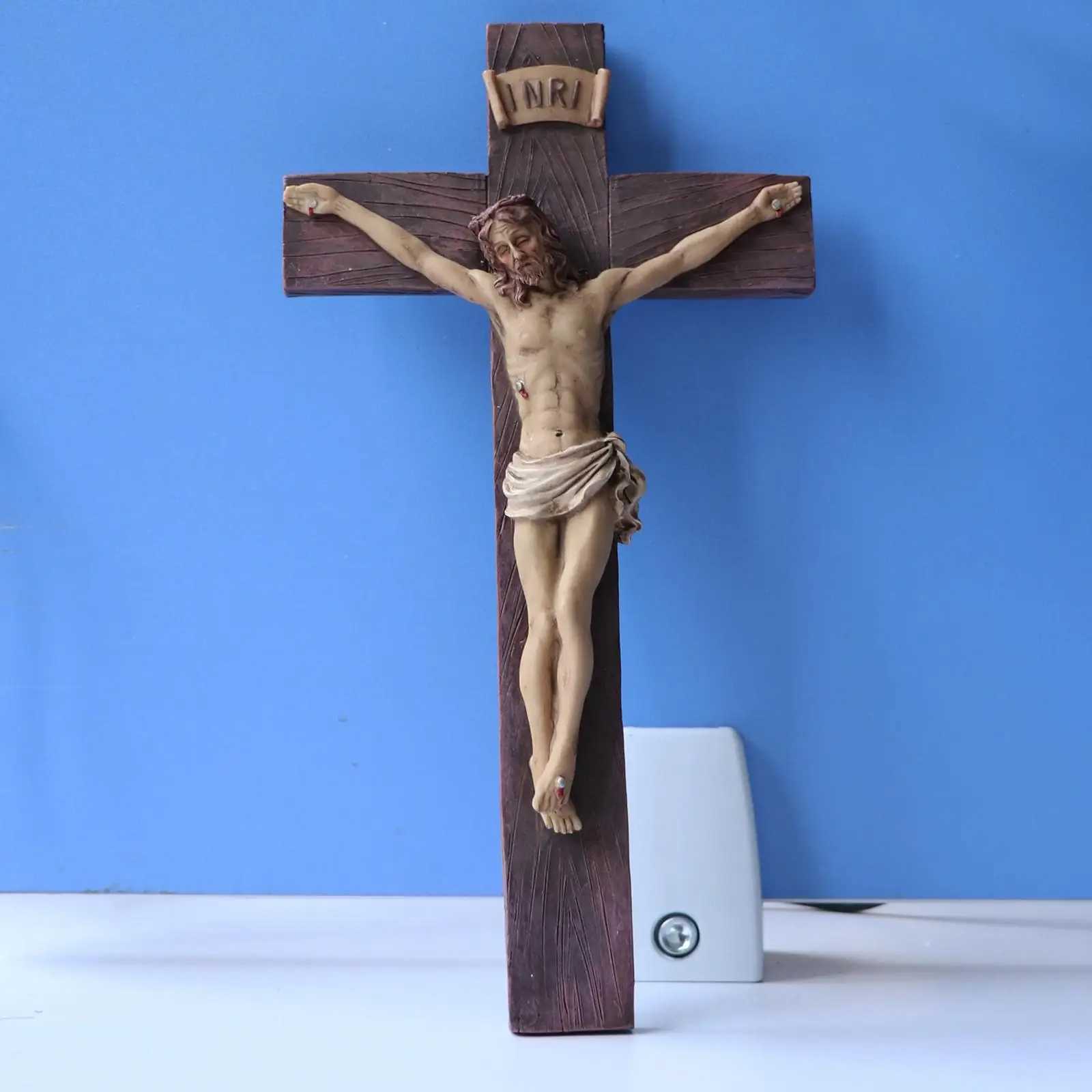 Resin Crucifix Jesus Christ Cross Statue Figurine Perfect Gifts for Car Home Chapel Decoration CollectiveXJ241228