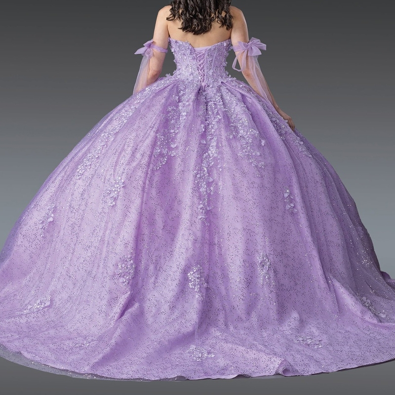 Lavender Quinceanera Dresses Ball Gown Off Shoulder Sequins Applique Lace Beads Tull Sweet 16 Vestidos De 15 Anos