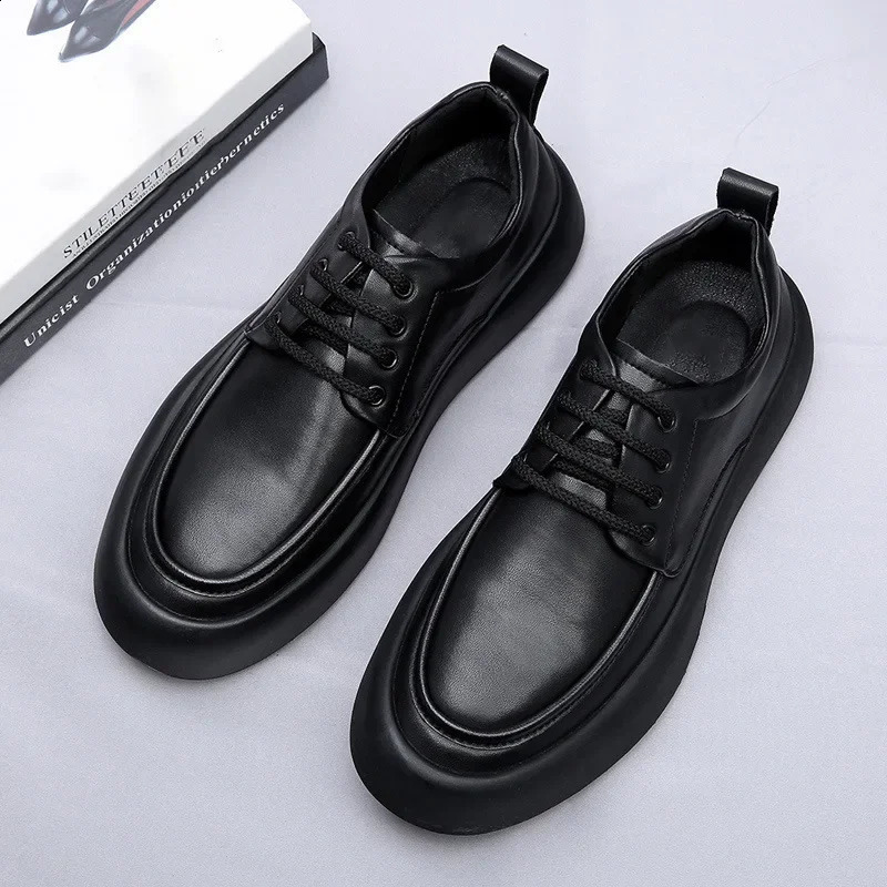 Fashion Cow Leather Business Mens Dress Shoes Spring Autumn Softsoled Loafers Men ner Lace Flat Casual Male 241223
