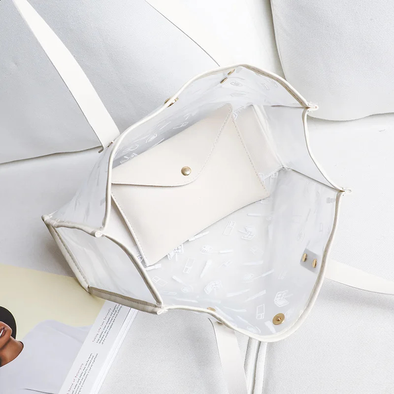 Fashionable and Personalized Printed Bag Fresh and Sweet Tote Bag Translucent Shoulder Bag for Sending Womens Bag 241223