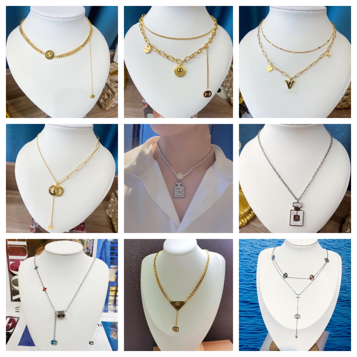 Wholesale 20style High Quality Designer Brand Necklace 18K Gold silver Plated Chain Pendant Necklaces Letter Chains Mens Womens Jewelry Wedding Gift