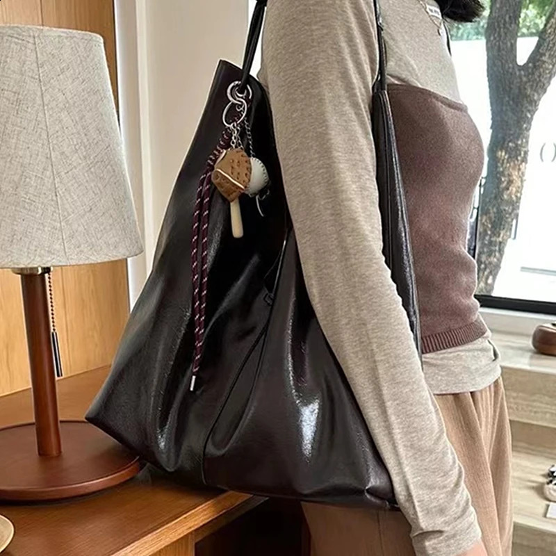 Burminsa Cowhide Genuine Leather Large Underarm Shoulder Bags For Women 2025 Trend Hobo Shopper Tote Ladies Handbags 241227