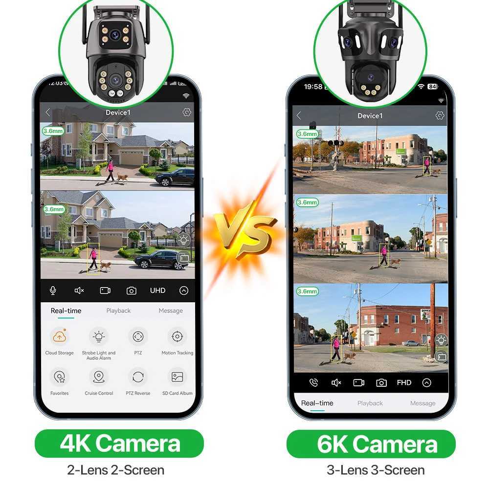 Outdoor External 6K FHD IP Camera Three Lens WiFi Camera 4K Dual Sn Auto Tracking Security PTZ Camera Surveillance iCseeXJ241228