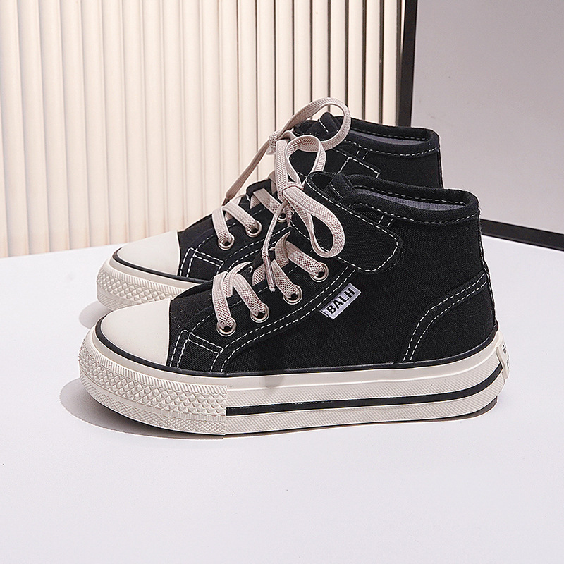 Children's Canvas Shoes Yellow Green High Top Boys Girls Toddler Casual Shoes Beige Fashion Soft Non-slip Kids Cloth Shoes Sneakers Size US4c-US5