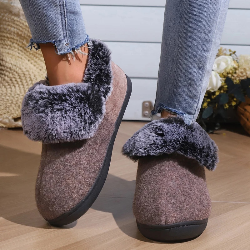 Women Slippers Warm Winter Ladies Faux Fur Womens Home Lightweight Footwear Indoor Cotton Shoes Female 241223