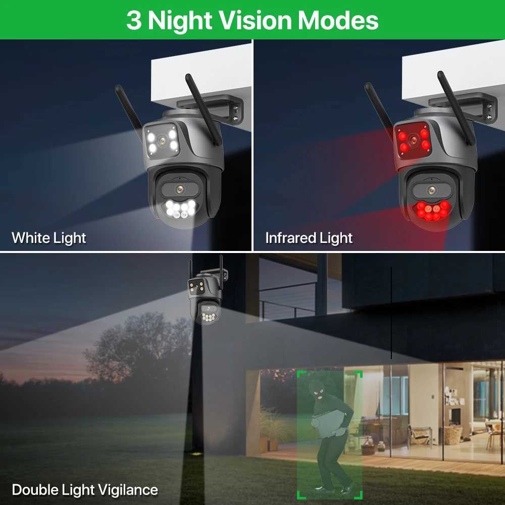 6K 9MP HD IP Camera Outdoor Three-Lens External WiFi Camera 4K 8MP Dual Sn Security PTZ Cam Auto Tracking Surveillance iCSeeXJ241228