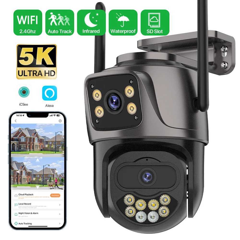 External 5K 10MP WiFi Dual Lens Camera 8MP Auto Tracking Security Protection Camera CCTV Audio Video Surveillance iCsee P2PXJ241228
