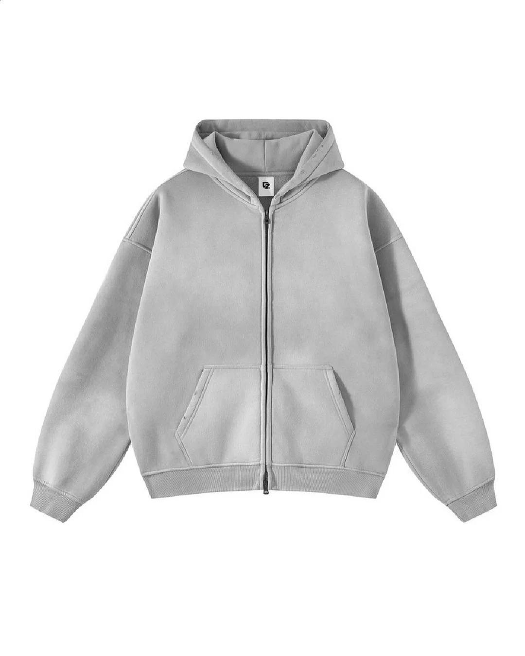 Solid color cleanfit long-sleeved hooded sweatshirt pure cotton simple small neckline loose basic zipper couple hoodie jacket 241228