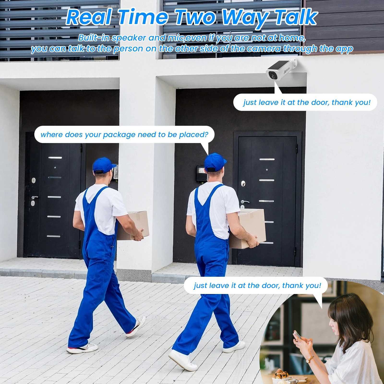 ANRAN 2K Wireless Solar Camera Outdoor Surveillance Integrated Battery Wifi Camera Humanoid Detection Flash Al Night VisionXJ241228