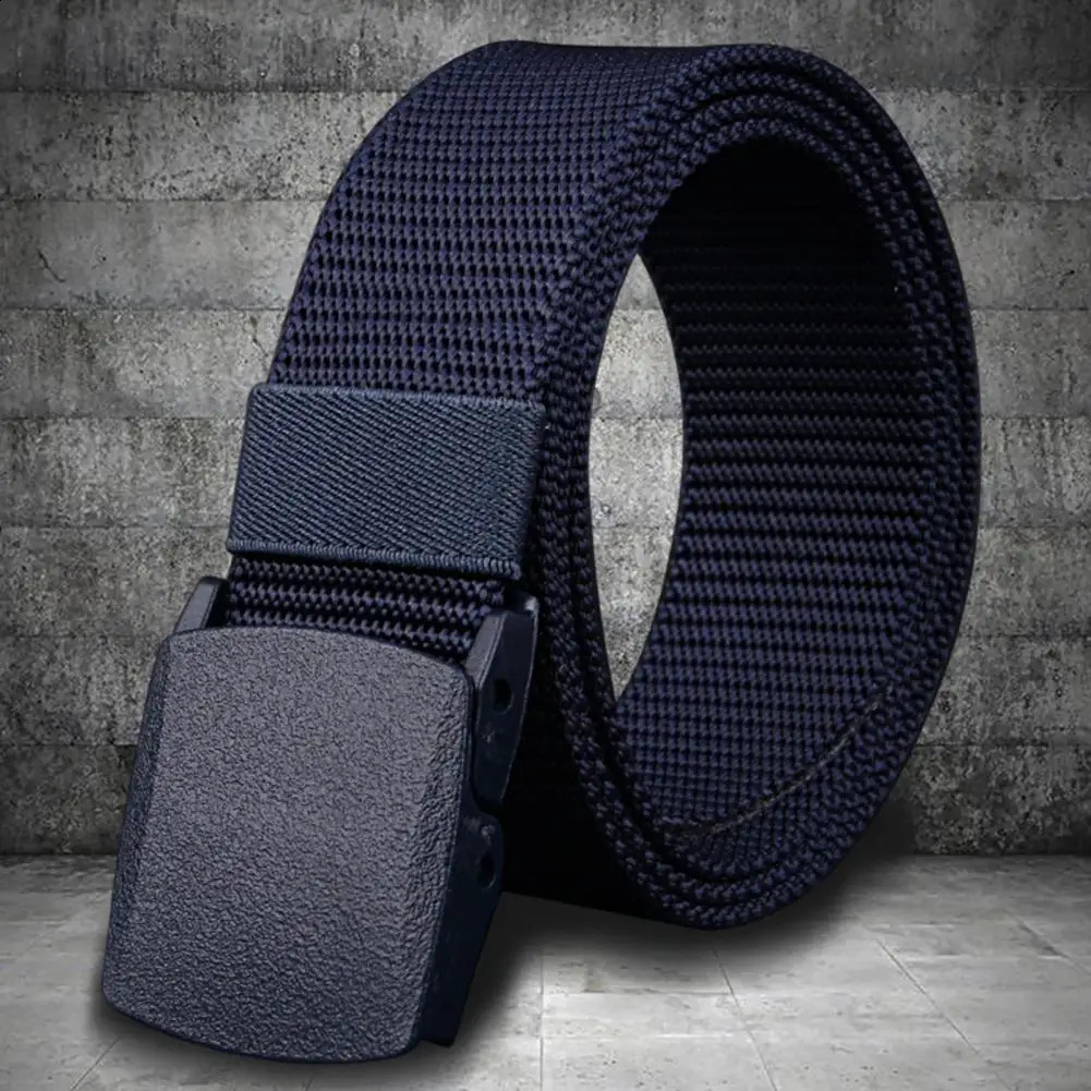 125cm Stylish Military Belt Adjustable Square Buckle Men Lightweight Outdoor Waist with Plastic for Pants 241225