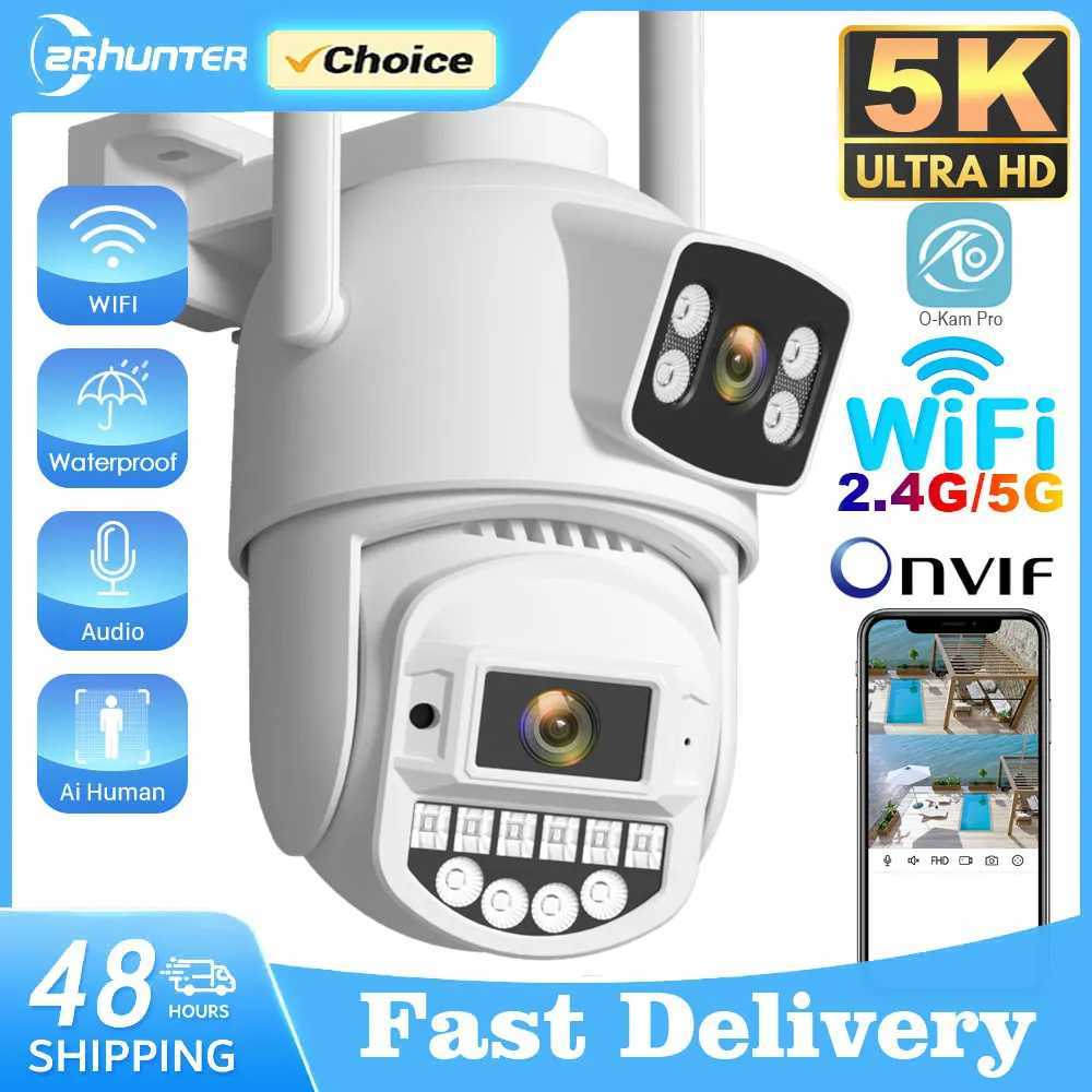 10MP 5K IP Camera Dual Lens 5GHz WIFI PTZ Outdoor Wireless Surveillance Camera Auto Tracking Night Vision Home Security MonitorXJ241228