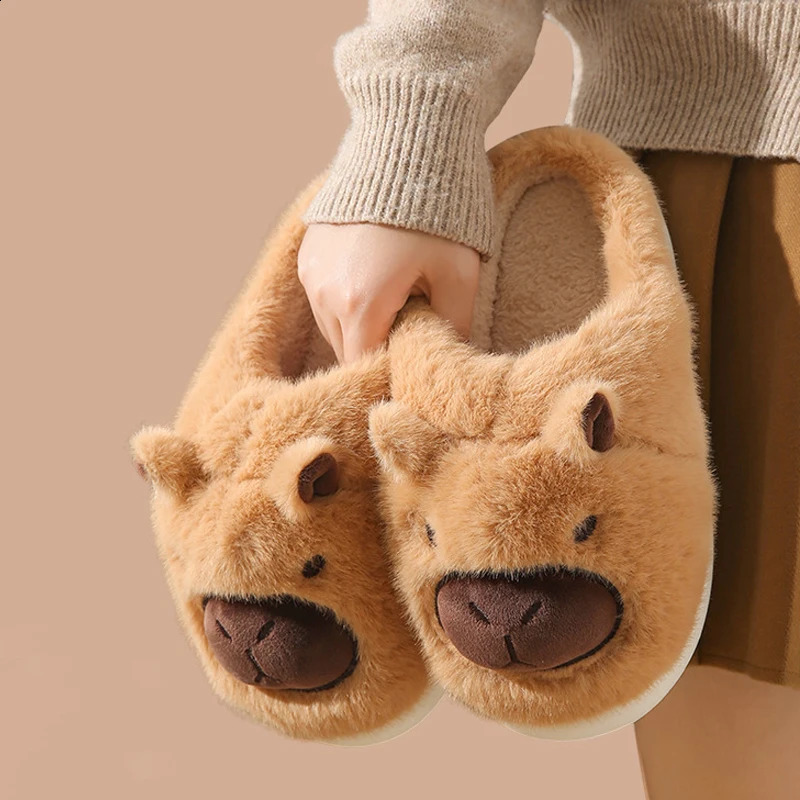 Plush Capybara Slippers Closed Toe Cute Slipon House Shoes Comfortable Furry Walking NonSlip For Indoor Bedroom 241223