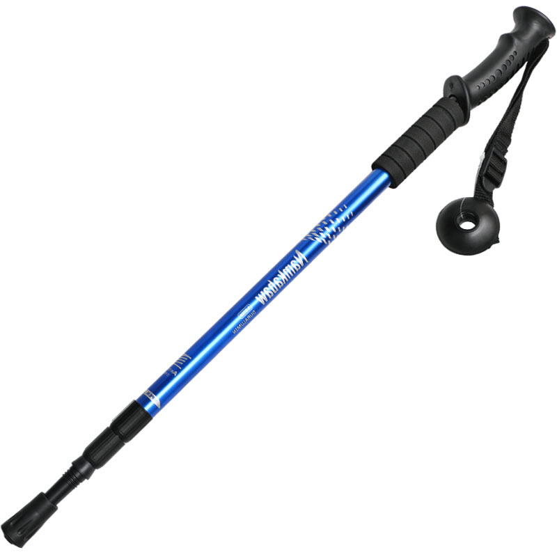 Three sections straight handle inner lock outdoor hiking poles retractable 6061 aluminum alloy trekking poles wholesale