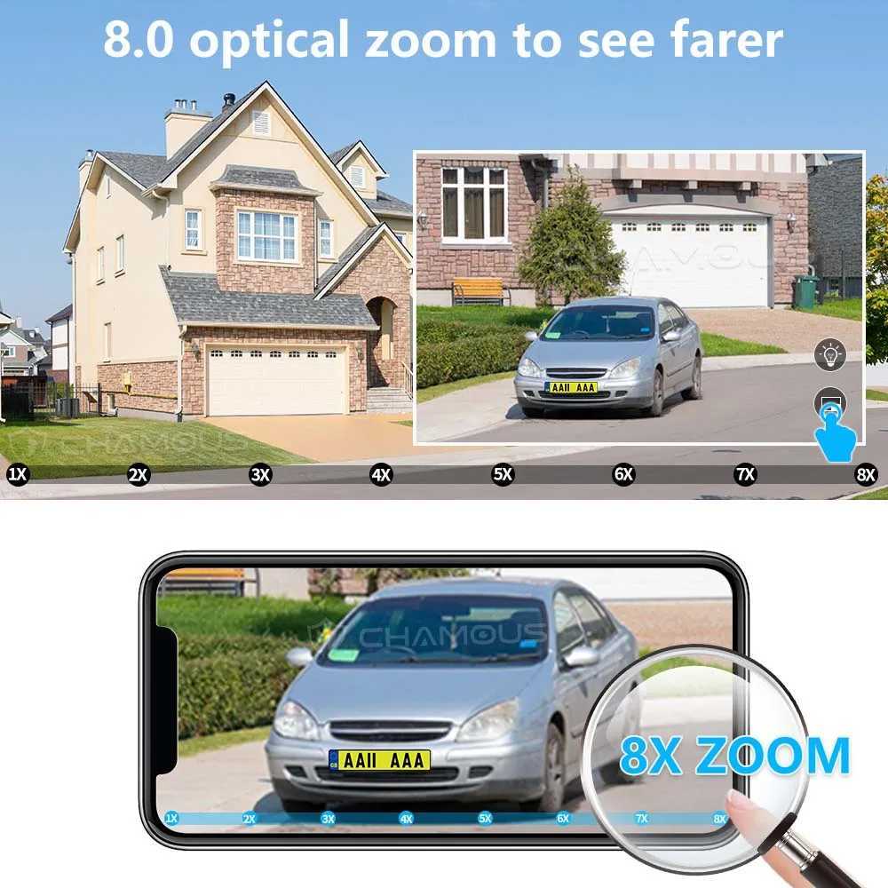 9MP WiFi Camera Outdoor8X Zoom Security Camera 4K Video Surveillance Three Lens Dual Sn PTZ ICsee Alexa NVR Security CCTVXJ241228