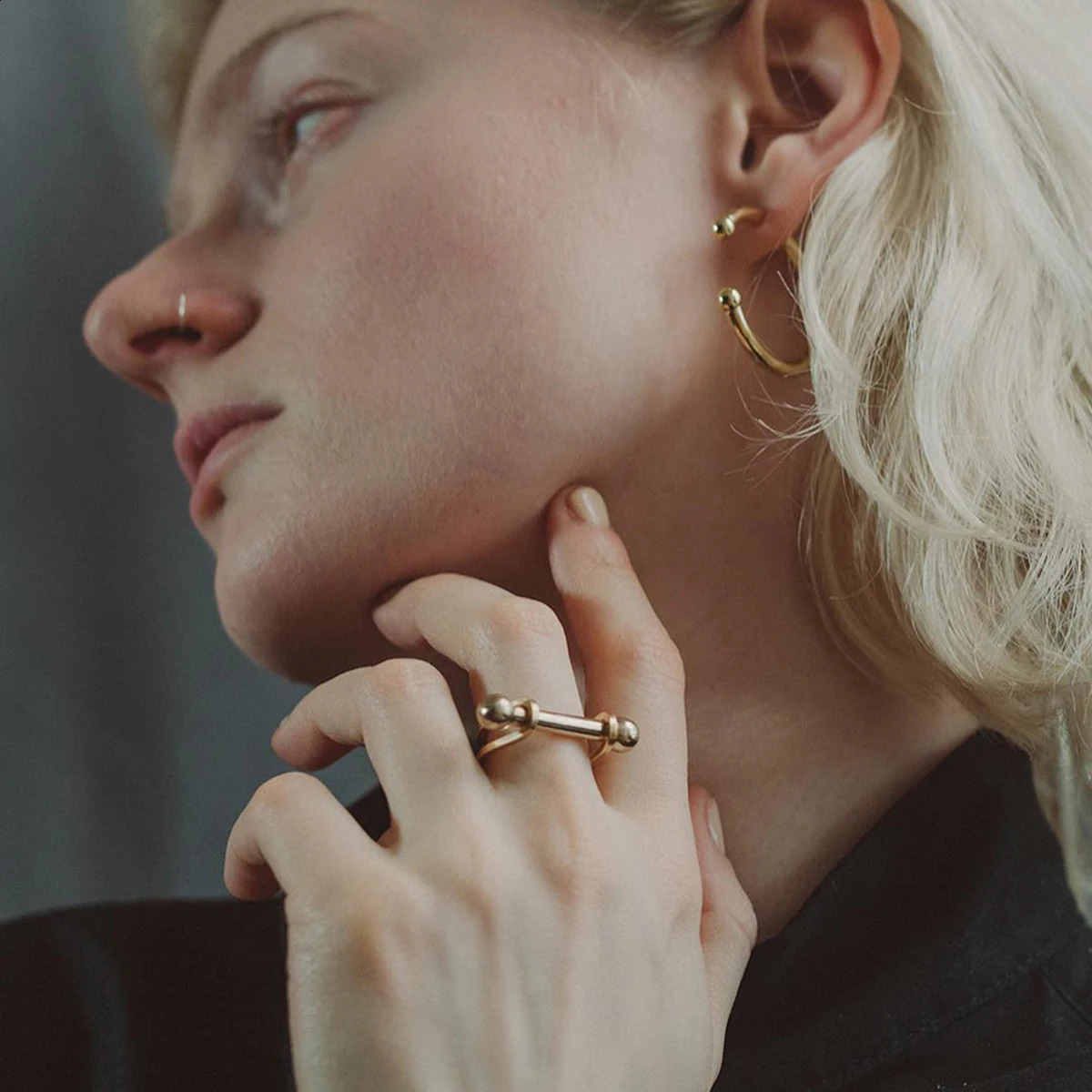 Uworld Cast Fashion Stainless Steel Waterproof Horseshoe Buckle Ring Personality PVD Real Trendy Jewelry for Women 241225