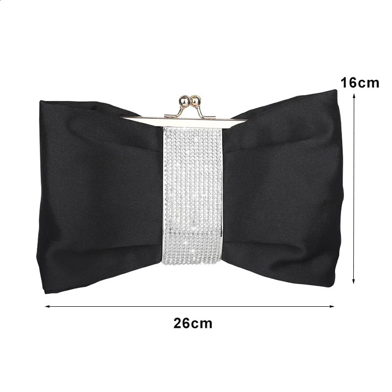 Luxy Moon Black Clutch Bag Women Bow Handbag Crystal Diamond Clutch Purse Party Wedding Bag Elegant Shoulder Bag ZD1469 241227