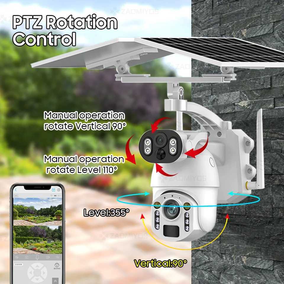 4G SIM Card 4K 50X Optical Zoom Solar Camera Outdoor WiFi 8MP Dual Lens PTZ Surveillance Human Detection Security CCTV IP CameraXJ241228