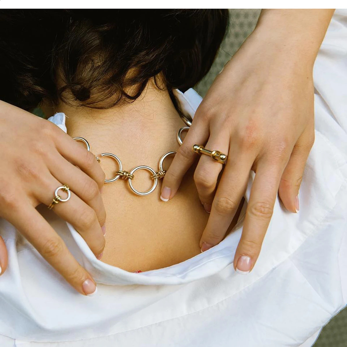 Uworld Cast Fashion Stainless Steel Waterproof Horseshoe Buckle Ring Personality PVD Real Trendy Jewelry for Women 241225