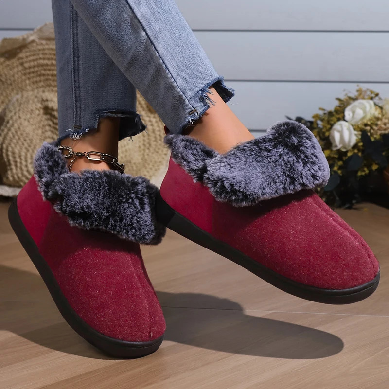 Women Slippers Warm Winter Ladies Faux Fur Womens Home Lightweight Footwear Indoor Cotton Shoes Female 241223