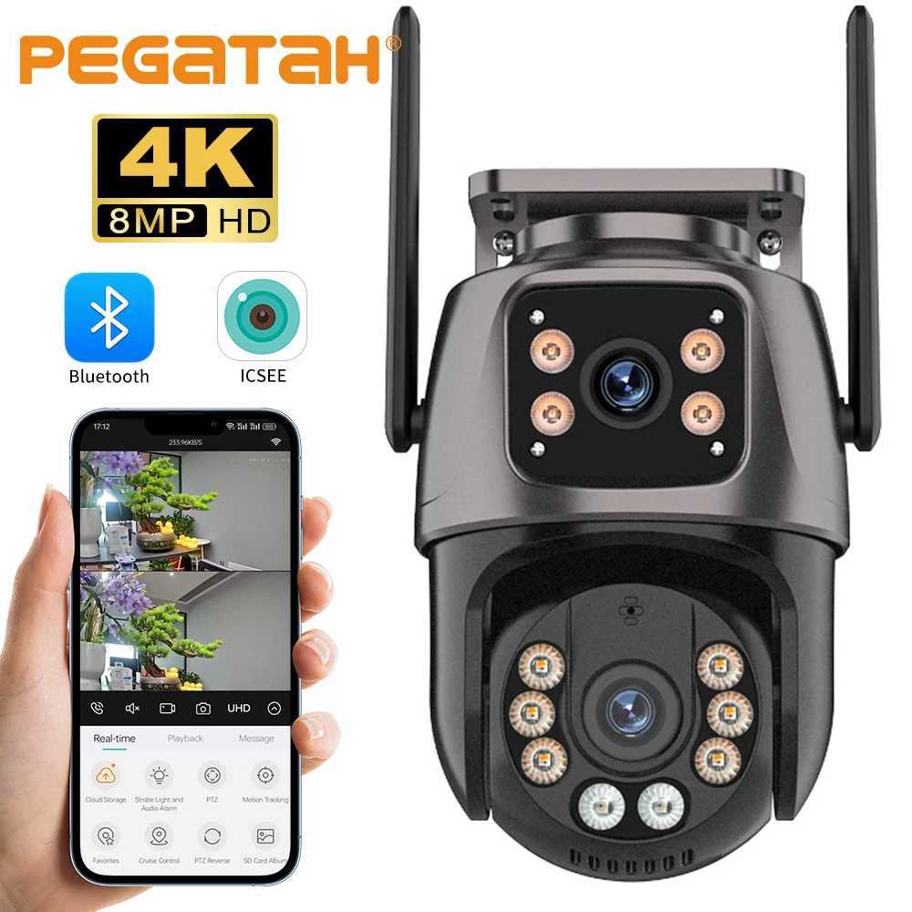 4K 8MP HD Wifi PTZ Camera Outdoor 4MP Dual Lens Dual Sn AI Auto Tracking IP Camera CCTV Audio Video Surveillance P2P iCSeeXJ241228