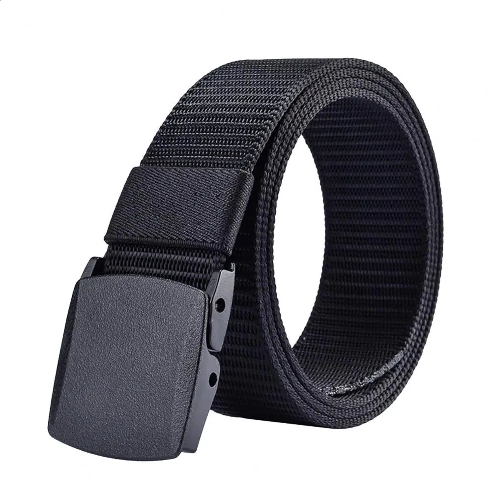 125cm Stylish Military Belt Adjustable Square Buckle Men Lightweight Outdoor Waist with Plastic for Pants 241225