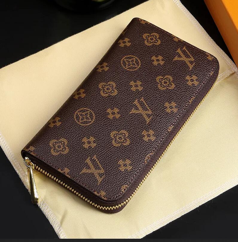 Fashion Women Wallet Genuine Leather Men Wallet Single Zipper Wallets Lady Ladies Long Classical Purse Bag with box card 60017