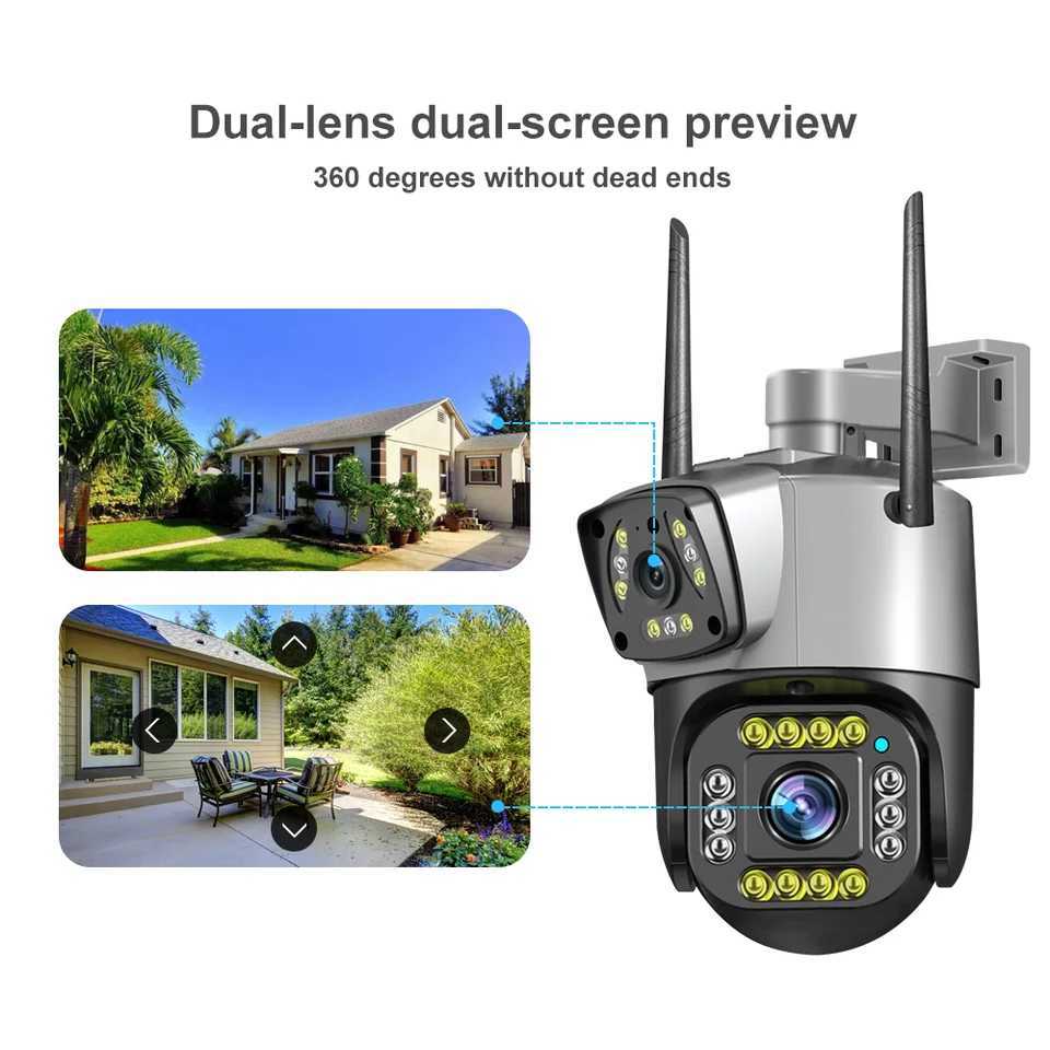 Dual Lens 4G IP Camera WiFi 8MP 4K Surveillance Cameras Wireless Outdoor Smart Home Night Vision V380 Digital Zoom CCTV CamaraXJ241228