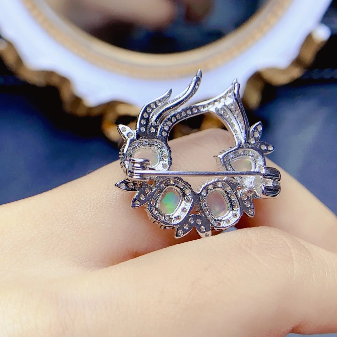 FS 4*5mmNatural Opal Brooch S925 Sterling Silver Fine Fashion Charm Weddings Jewelry for Women With Certificate 241227
