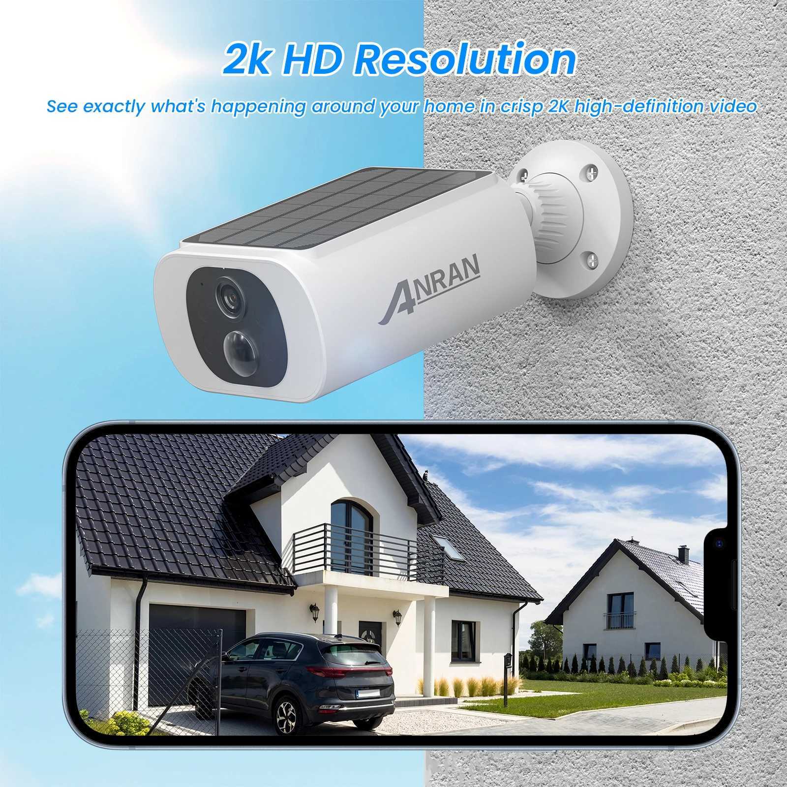 ANRAN 2K Wireless Solar Camera Outdoor Surveillance Integrated Battery Wifi Camera Humanoid Detection Flash Al Night VisionXJ241228
