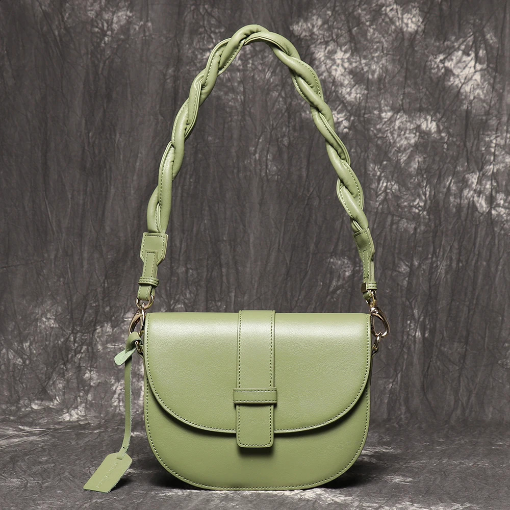 LUOKIR Womens Genuine Leather Shoulder Crossbody Bag Fashionable Versatile Envelope Bag Half-Moon Shell Bag Phone Bag 241227