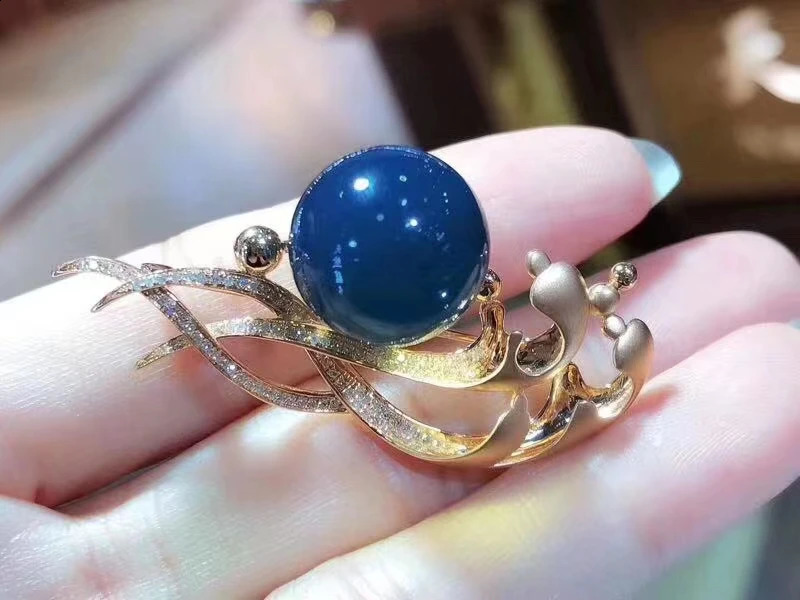 Boutique Jewelry 925 Sterling Silver Inlaid With Natural Gemstones Womens Blue Amber Flower Brooch Spray Gift Girl Part 241227