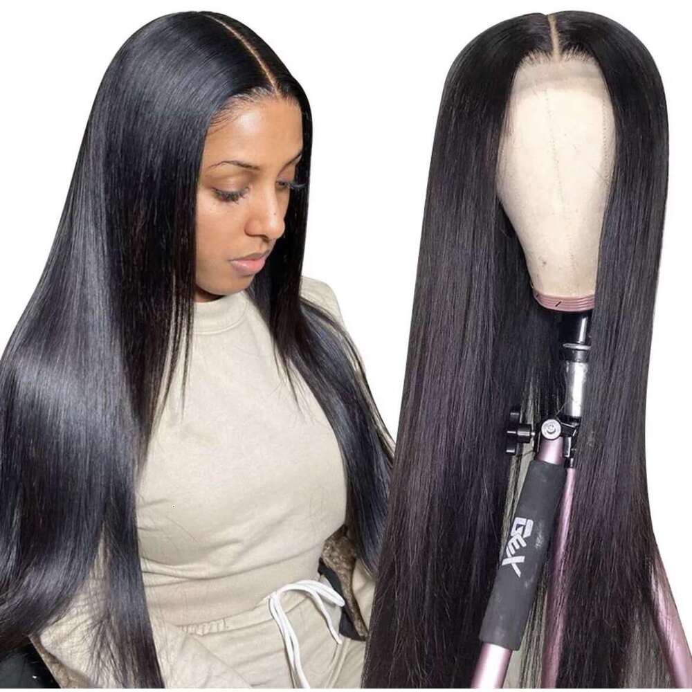 T-Shaped Lace Headband, Mid Split Dyed Long Straight Synthetic Wig Wigs Kq2