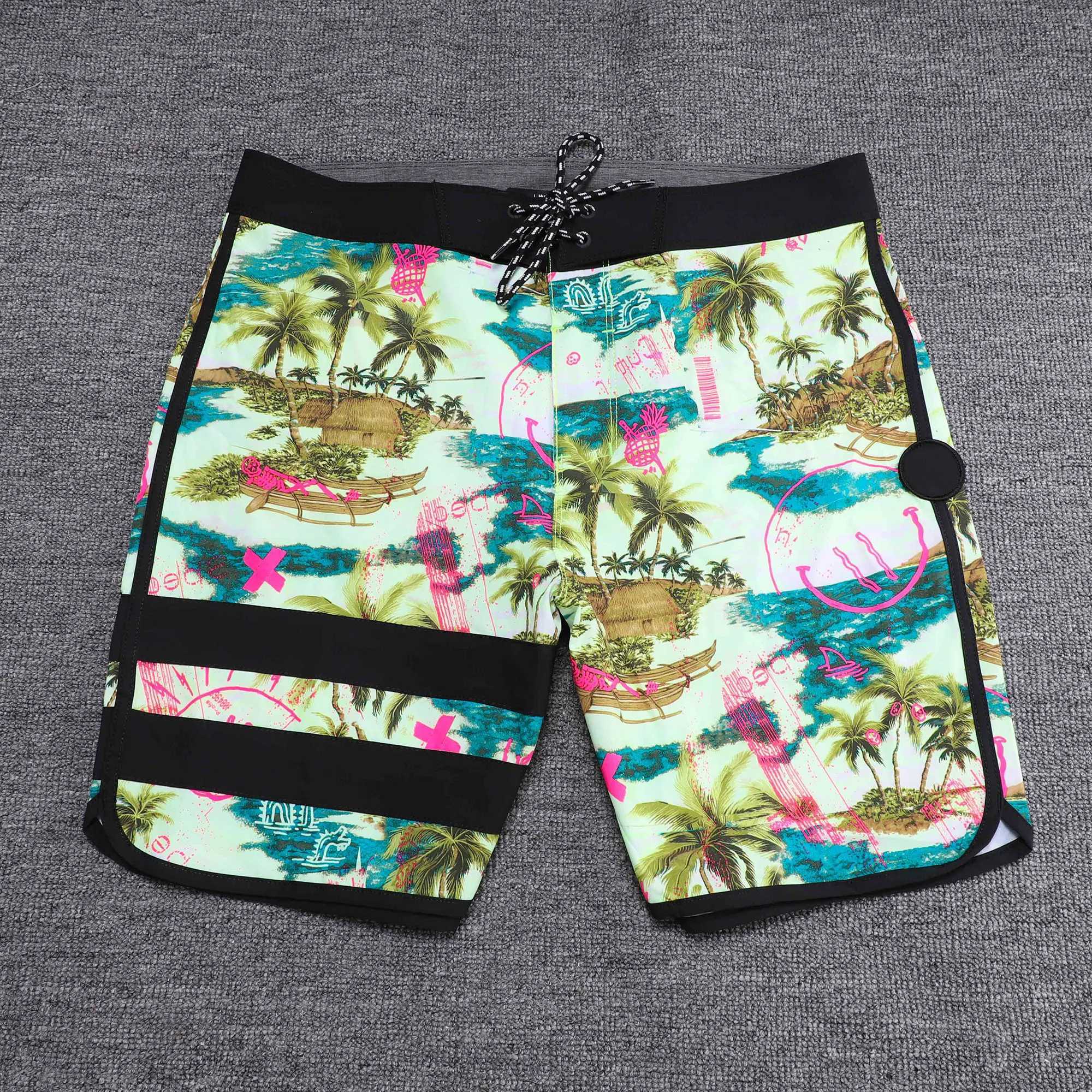 Mens swim trunks beach shorts Bermuda spandex quick drying surfboard high-quality four-way stretch waterproof mens swimsuit W241228