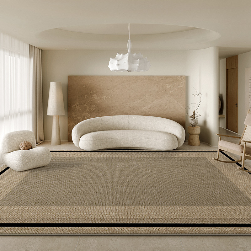 flower-3882-69-504- LLBB-Beige Minimalist Striped Carpet Large Area Living Room Carpets Comfortable Soft
