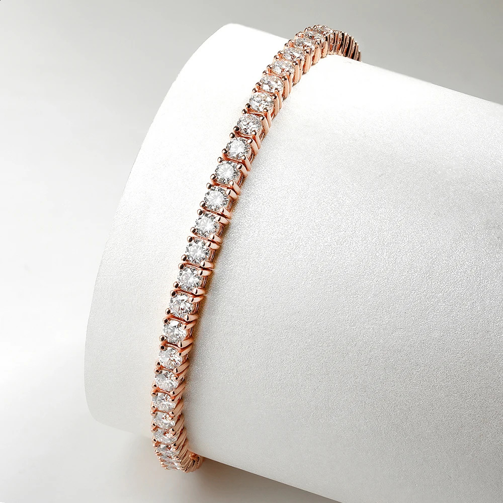 Serenity 3mm Rose Gold Color Tennis Bracelet For Women Man S925 Sterling Silver Sparkling Couples Bracelet Plated 18K 241227