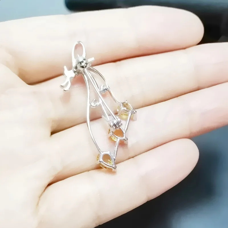 Natural real citrine brooch pins 925 sterling silver brooch 0.4CT*3pcs gemstone Peacock style jewelry C9021011 241227