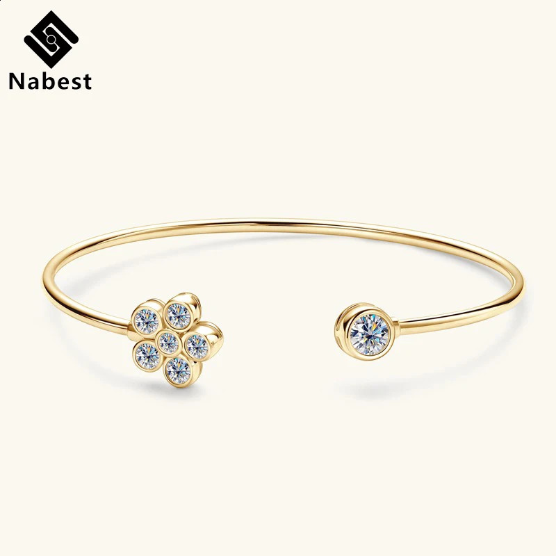 Na Original 925 Sterling Silver Jewelry Women Bracelets Bangles Fine Jewelry Daisy Flower Charm VVS Open Bangle 241227