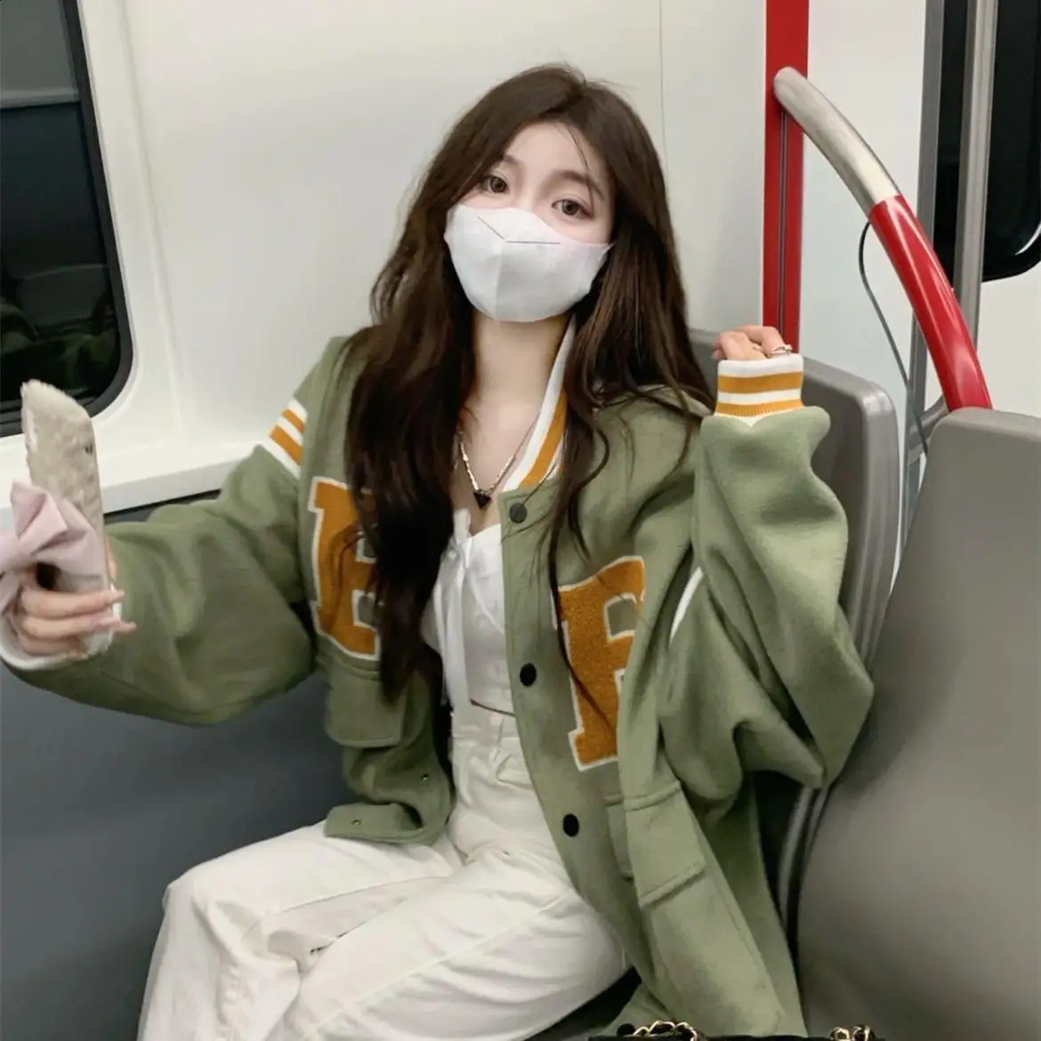 American Baseball Womens Oversized Loose College Style Jacket Thin Sunscreen Jacket 241224