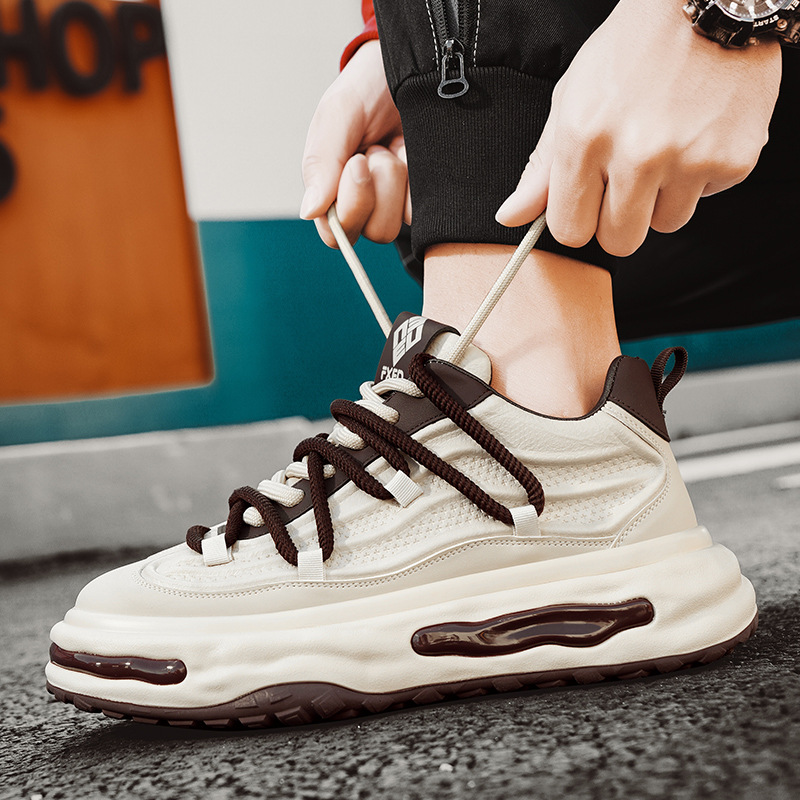 Men Sports Fashion Thick Sole Chunky Shoes Versatile NEW Niche Design Running Training Triple Black Beige Blue Free shipping